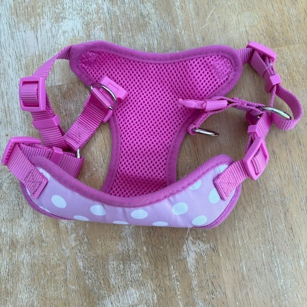 Pet Supplies Plus Pink and White Polka Dot Dog Harness with Adjustable Straps